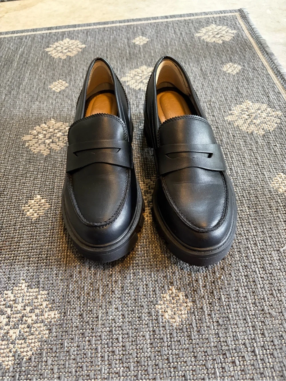 Classic Black Leather Women's Penny Loafers